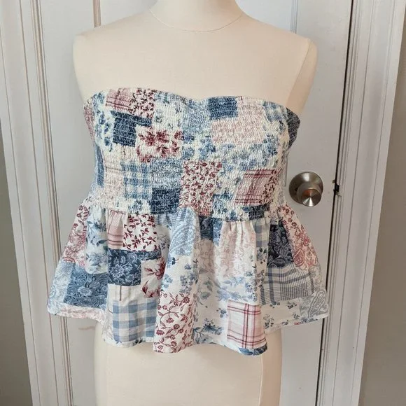 American Eagle | Strapless Patchwork Top Sz XL - Picture 1 of 6